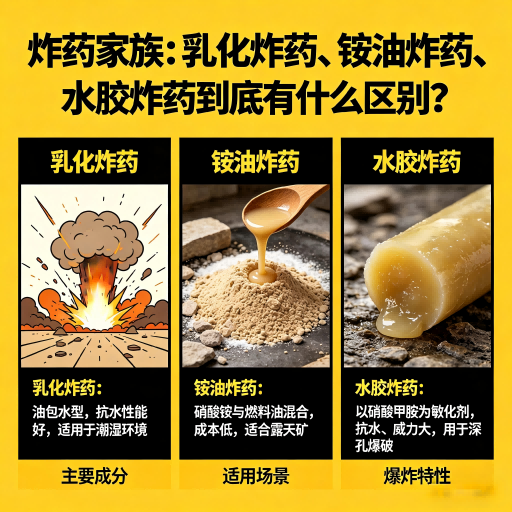 萧县炸药家族：乳化炸药、铵油炸药、水胶炸药到底有什么区别？